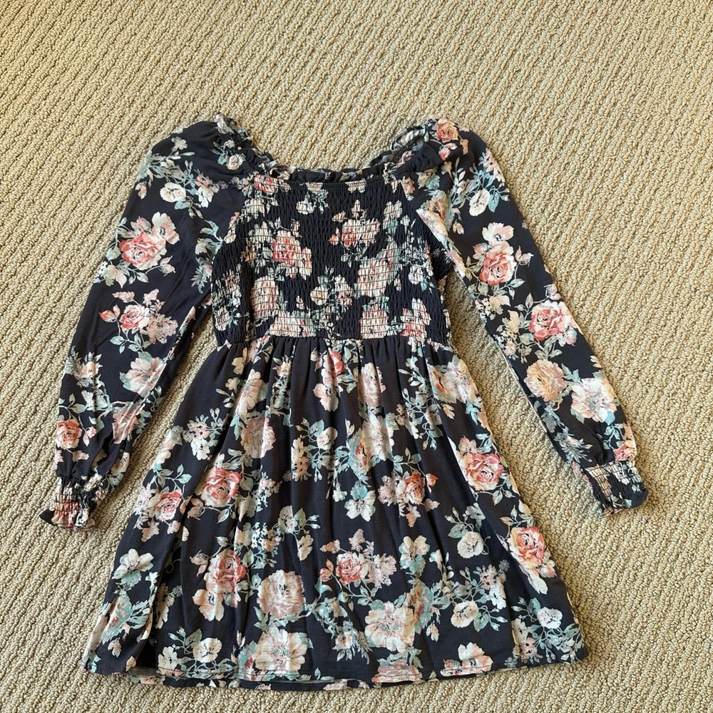 Art Class Black Floral Long Sleeve Dress